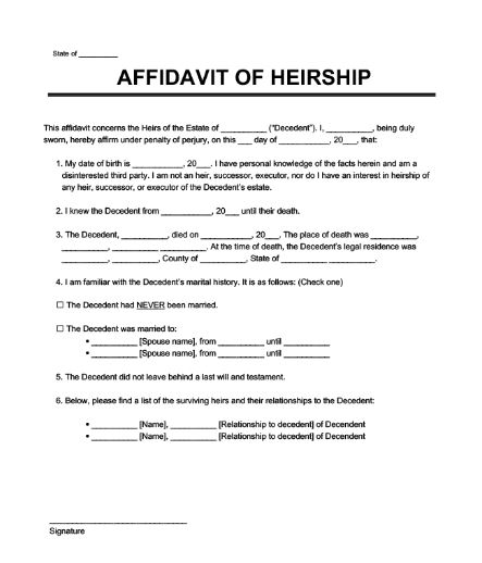 What Is An Affidavit Of Heirship Affidavitsscale 1963